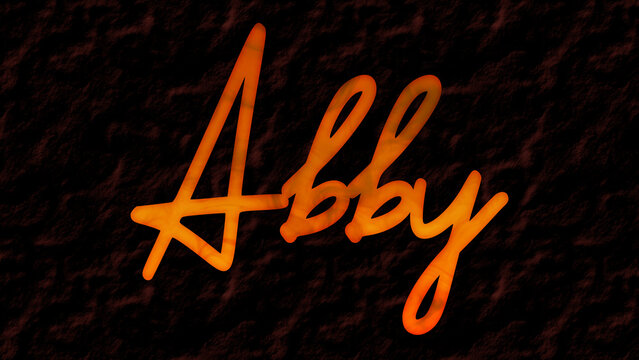 3D fire text effect of name Abby on dark background.