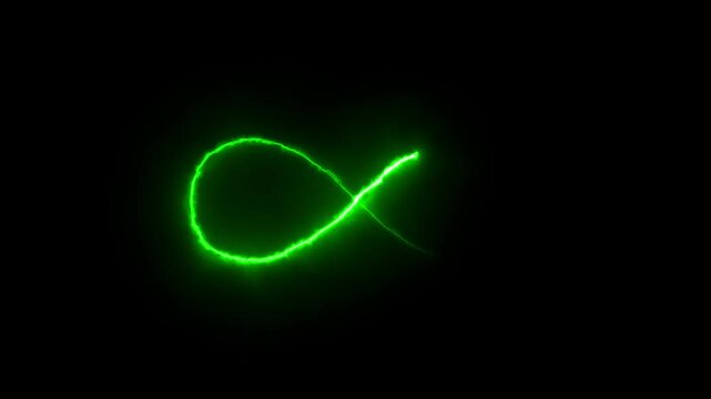 Neon  infinity sign on black background. Animation of seamless loop glowing light isolated on black background. Eternity concept. Mathematical symbol Infinity symbol.