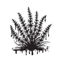 Elegant floral silhouette with dripping ink aesthetic and detail