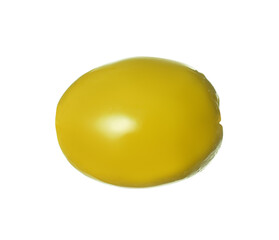 Delicious marinated green olive isolated on white