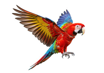 Fototapeta premium Blue red and yellow Macaw Parrot isolated on transparent background