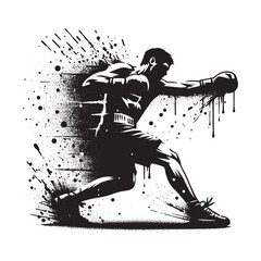 Dynamic Boxer Silhouette in Ink Splatter