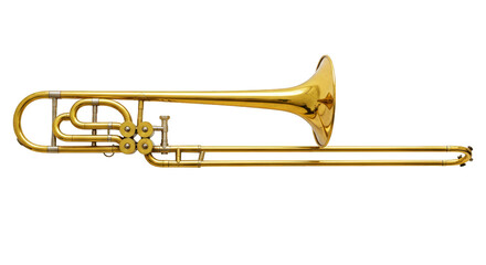 Musical instrument trombone isolated on transparent background