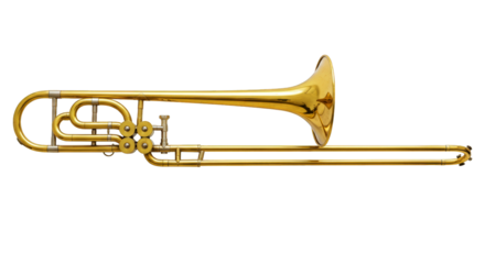 Musical instrument trombone isolated on transparent background