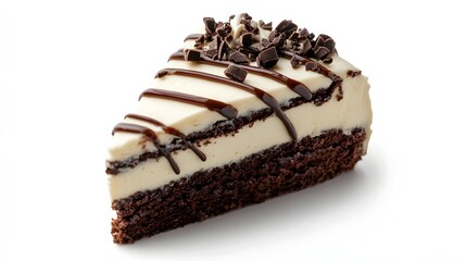 vanila cream cake slice isolated on a white background