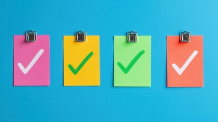 Check mark infographics concept. Sustainability Strategy Infographic with Approval Checklist on Sticky Notes