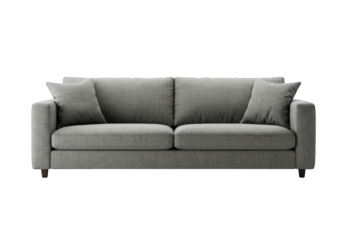Grey sofa isolated on a transparent background