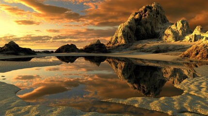 Fototapeta premium Magical Dusk Reflections in a Tranquil Landscape