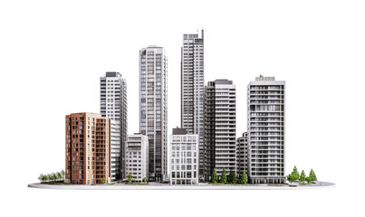 Fototapeta premium Modern urban skyline showcasing contemporary architecture for design projects and promotional materials, cut out