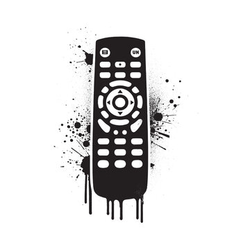 recommend clip art: Stylized black and white illustration of remote control with pai