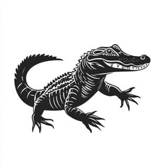 Obraz premium Bold Black Alligator: A Striking Vector Illustration of a Reptilian Predator with Detailed Outline