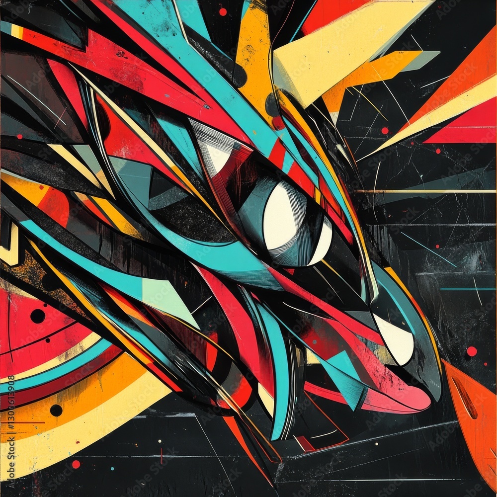 Aufkleber dynamic composition: an abstract expression of form, color, and energy in a modern art style