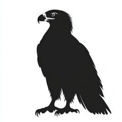 Fototapeta premium Elegant Silhouette of an Eagle: A Striking Monochrome Design Against a Clean White Backdrop