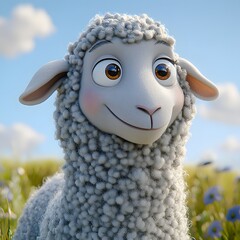 Cartoonishly rendered sheep