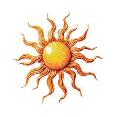 Naklejka premium Bright sun illustration with wavy rays perfect for summer themes and seasonal designs in various creative projects, cut out