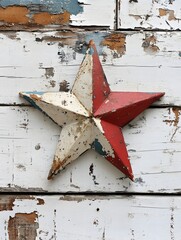 red star on wooden background