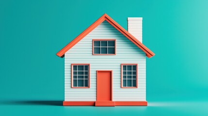 green screen infographics concept. Minimalist Modern House Facade with Chroma Key Background for Real Estate Investment Infographic