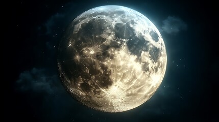 Naklejka premium A luminous moon illuminates the dark night sky