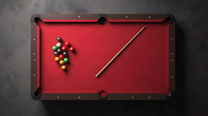 billiard table with balls