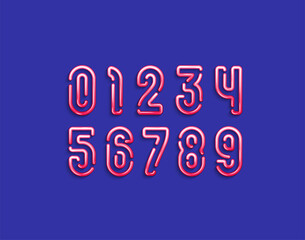 3d pink numbers, trendy modern numerals collection made in jam style, vector illustration 10eps.
