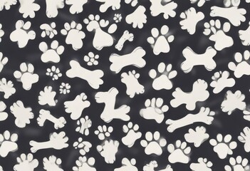 Dog Bone vector dog paw doodle seamless pattern isolated wallpaper background for animal lover interior design,  dog paw pattern,  animal art