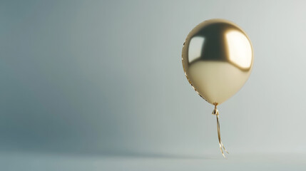 Elegant Gold Balloon Floating Against Minimalist Background