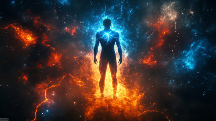 Futuristic Human Energy Body with Glowing Neural Pathways