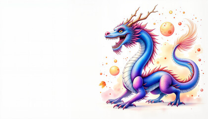Majestic dragon silhouette exuding power and mystery against a pastel autumn background, ideal for stationery designs and festive blogs