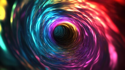 Iridescent vortex illusion with swirling gradient colors and mesmerizing depth