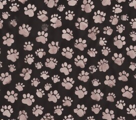 Pattern of seamless dog paw prints in heart shape, , dog paw print pattern,  love decor