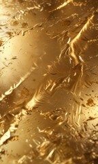 Shimmering gold foil sheet on a metallic surface reflects light and creates a mesmerizing pattern ,  gold,  shimmer