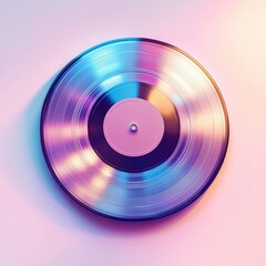 Vibrant Glossy 3D Vinyl Record Isolated on Empty Background