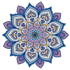 Beautiful and creative colorful mandala design art with white background.