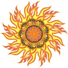 Beautiful and creative colorful mandala design art with white background.