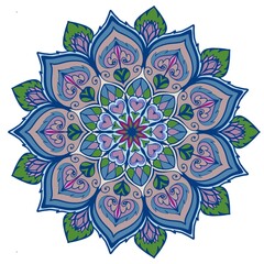 Beautiful and creative colorful mandala design art with white background.