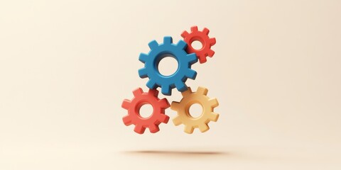 Simple 3D Icon of Gears for SEO Optimization Tools and Concepts