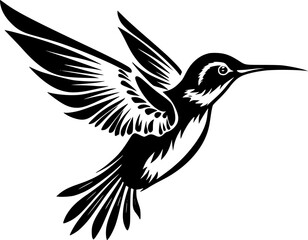 Fototapeta premium Hummingbird | Black and White Vector illustration