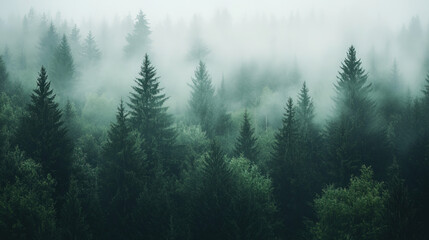 Calm and Misty Forest Scene with Layers of Soft, Hazy Trees Fading into the Distance, Creating a Serene and Atmospheric Mood.