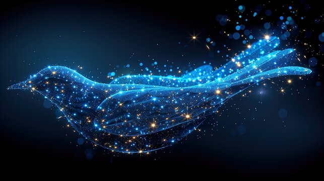 A bird made entirely of stardust flying through the galaxy.  HD 8K wallpaper Photographic Image