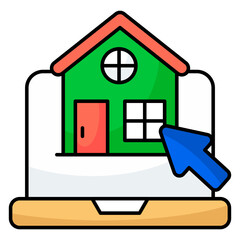 Conceptual flat design icon of online home