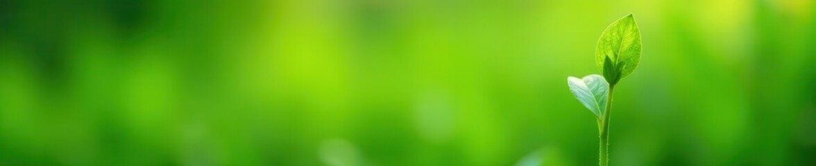 Obraz premium Tender shoots emerge, delicate light green leaves against a backdrop of fresh green, delicate, botanical, renewal