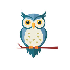 Naklejka premium Blue cartoon owl vector icon design 