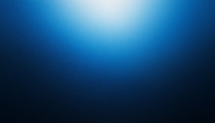 Fototapeta premium Blue gradient background grainy glowing blue white light spot black dark backdrop, noise texture abstract banner design