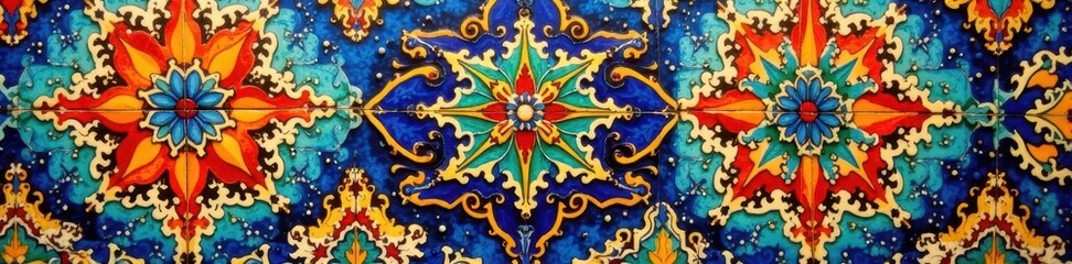 Obraz premium Vibrant Moroccan tile magnets, intricate patterns , magnet, blue, background