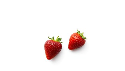 Obraz premium Single ripe strawberry isolated on white, vibrant red, juicy, fresh, food, single