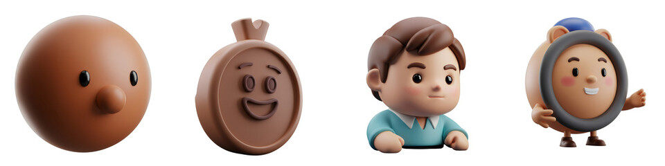 Brown and Beige 3D Rendered Cartoon Characters