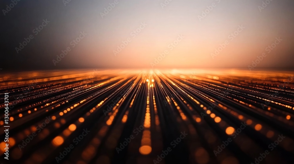 Aufkleber Digital composition features a glowing data grid of intersecting lines and streams of binary code, suggesting advanced technology with ample copy space on one side