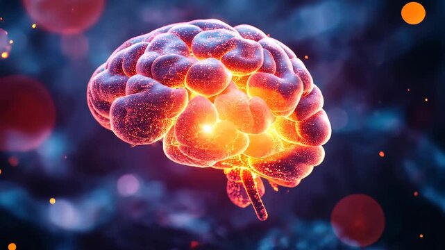 Vivid visualization of a glowing brain in slow motion