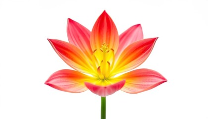 Fototapeta premium Single vibrant bloom, petals unfurled, isolated on pure white backdrop, detail, isolated
