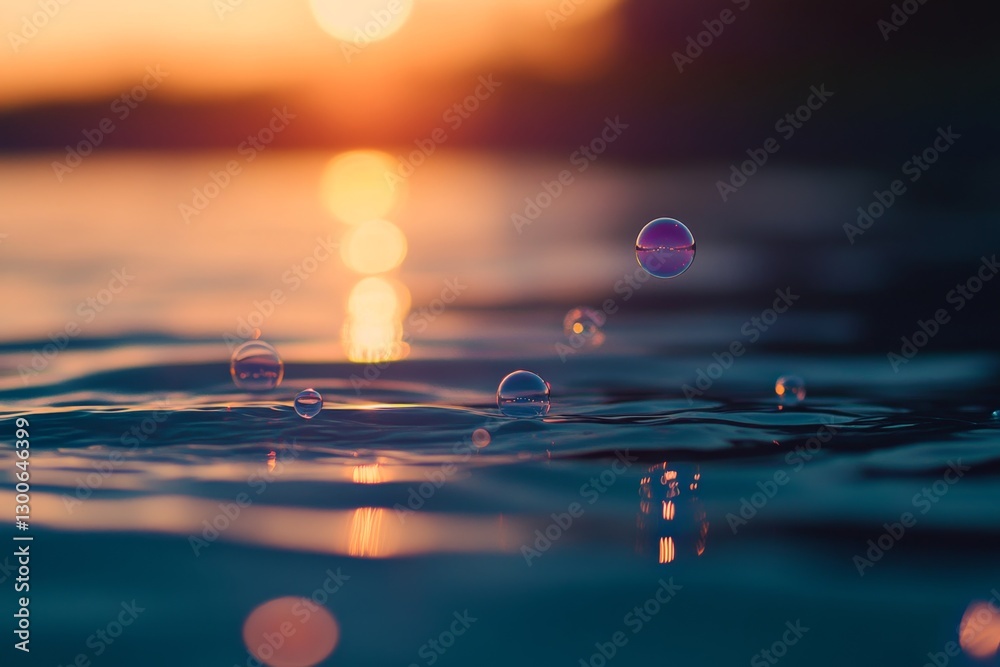 Aufkleber soap bubbles form delicate shapes on a shiny surface, reflecting soft light and showcasing their vib